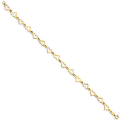 7.5 Zoll 14K Flach Offen Herzen Armband