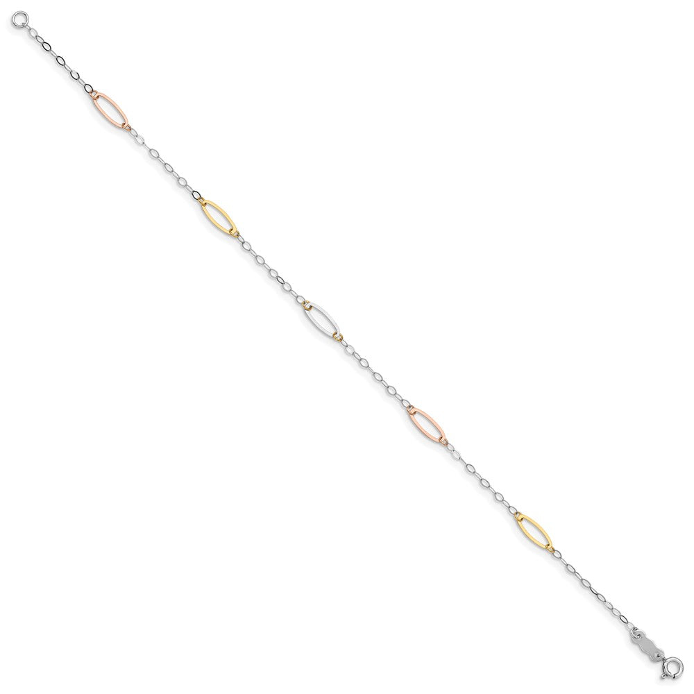 14K Tricolor Oval Glieder Gliederarmband