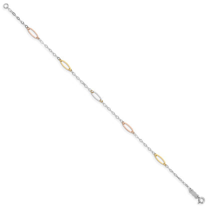 14K Tricolor Oval Glieder Gliederarmband