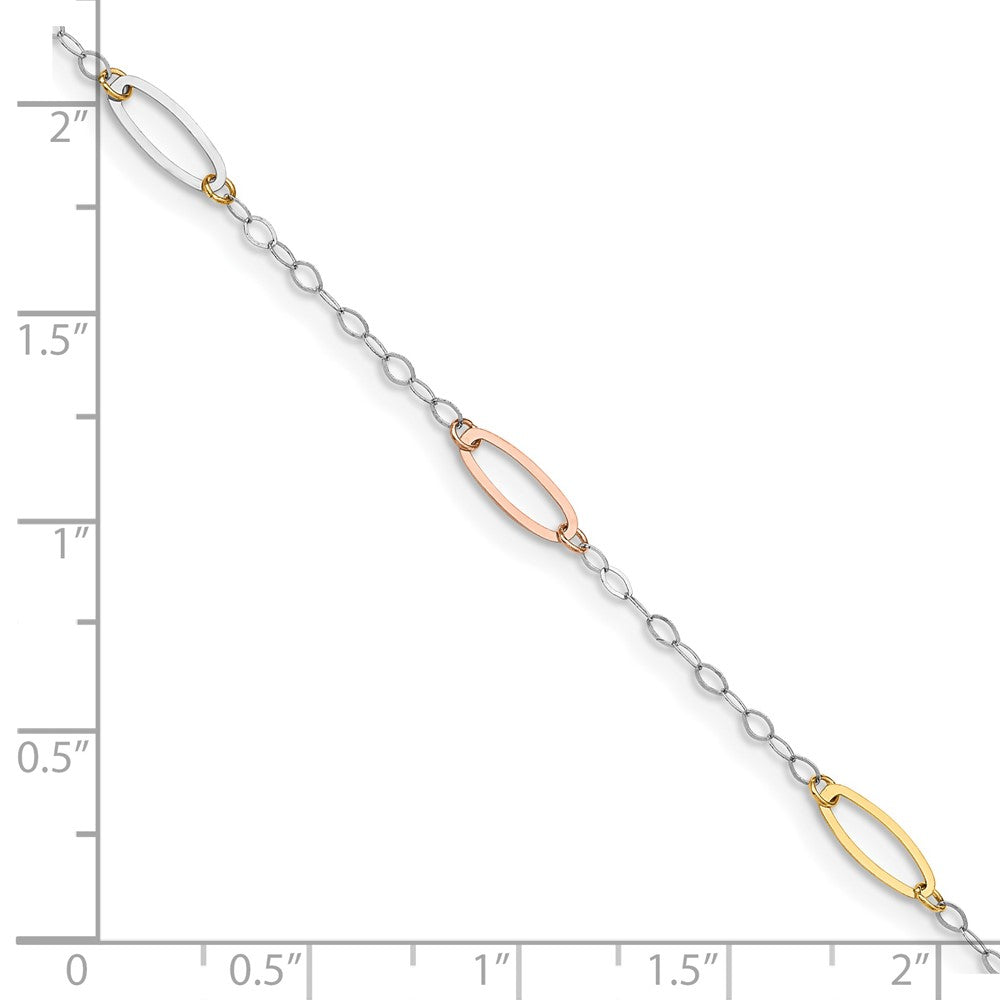 14K Tricolor Oval Glieder Gliederarmband