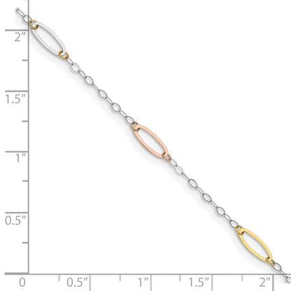 14K Tricolor Oval Glieder Gliederarmband