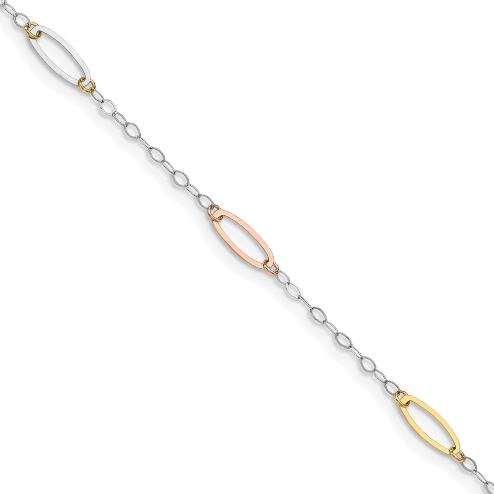 14K Tricolor Oval Glieder Gliederarmband