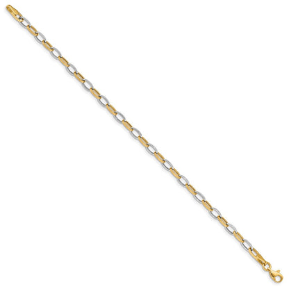 14K Bicolor Poliert Offen Glieder Gliederarmband