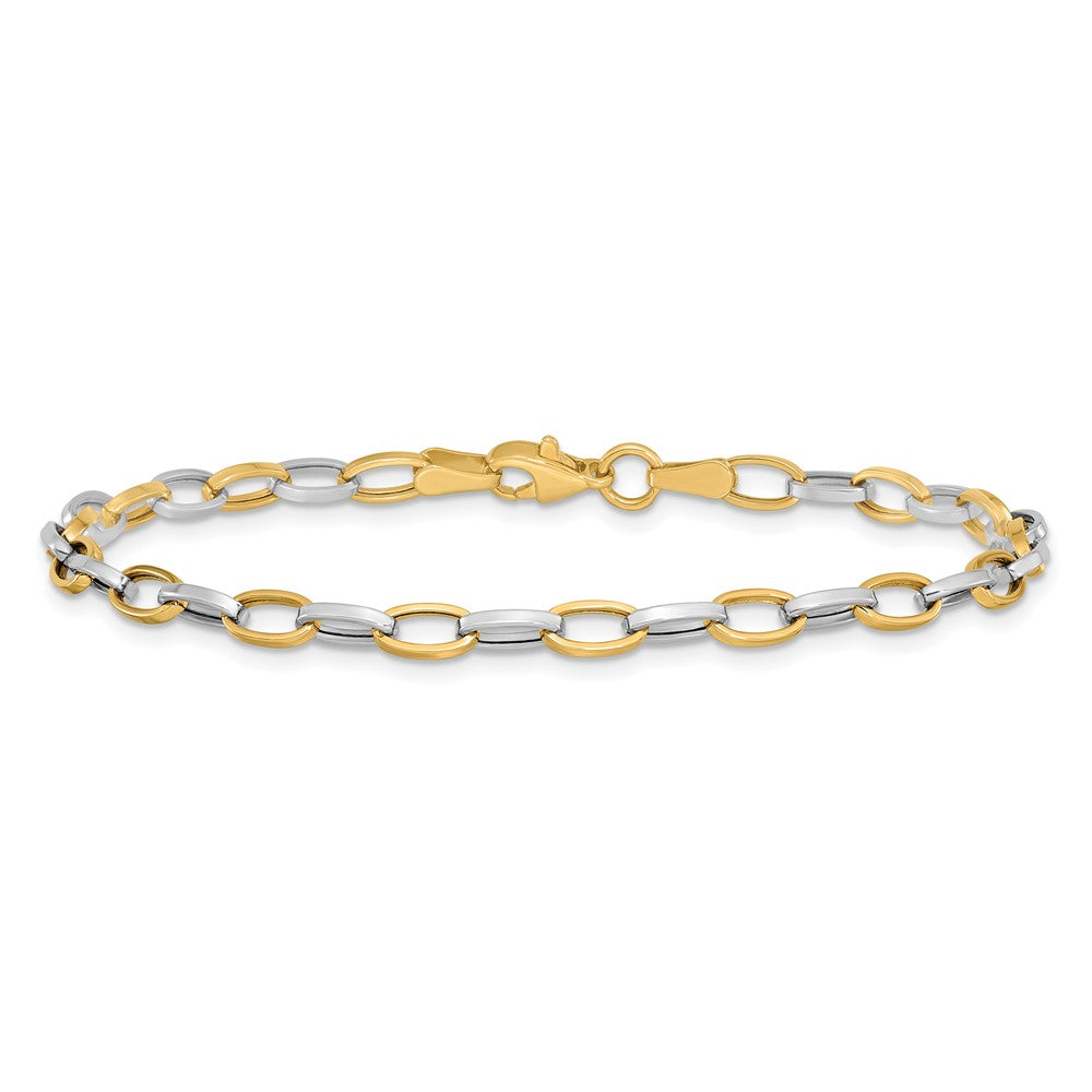 14K Bicolor Poliert Offen Glieder Gliederarmband