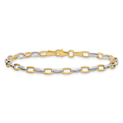14K Bicolor Poliert Offen Glieder Gliederarmband