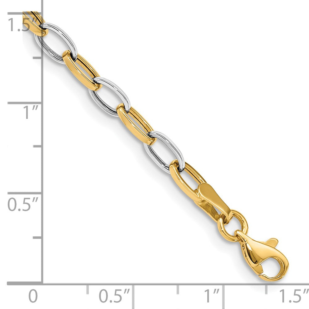 14K Bicolor Poliert Offen Glieder Gliederarmband