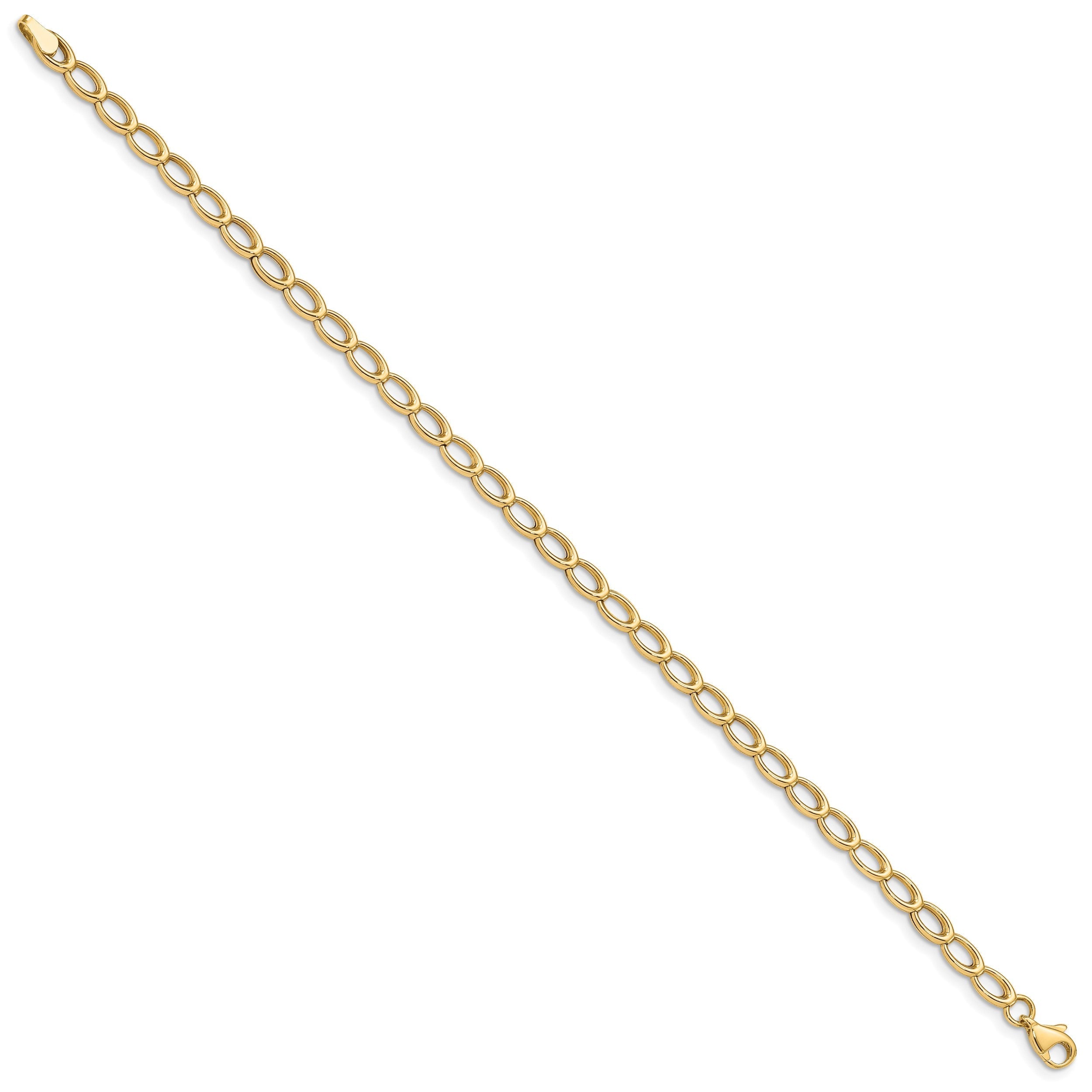 7.5 Zoll 14K Gold Poliert Offen Glieder Armband