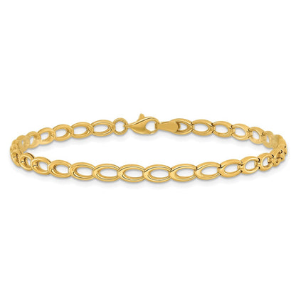 7.5 Zoll 14K Gold Poliert Offen Glieder Armband