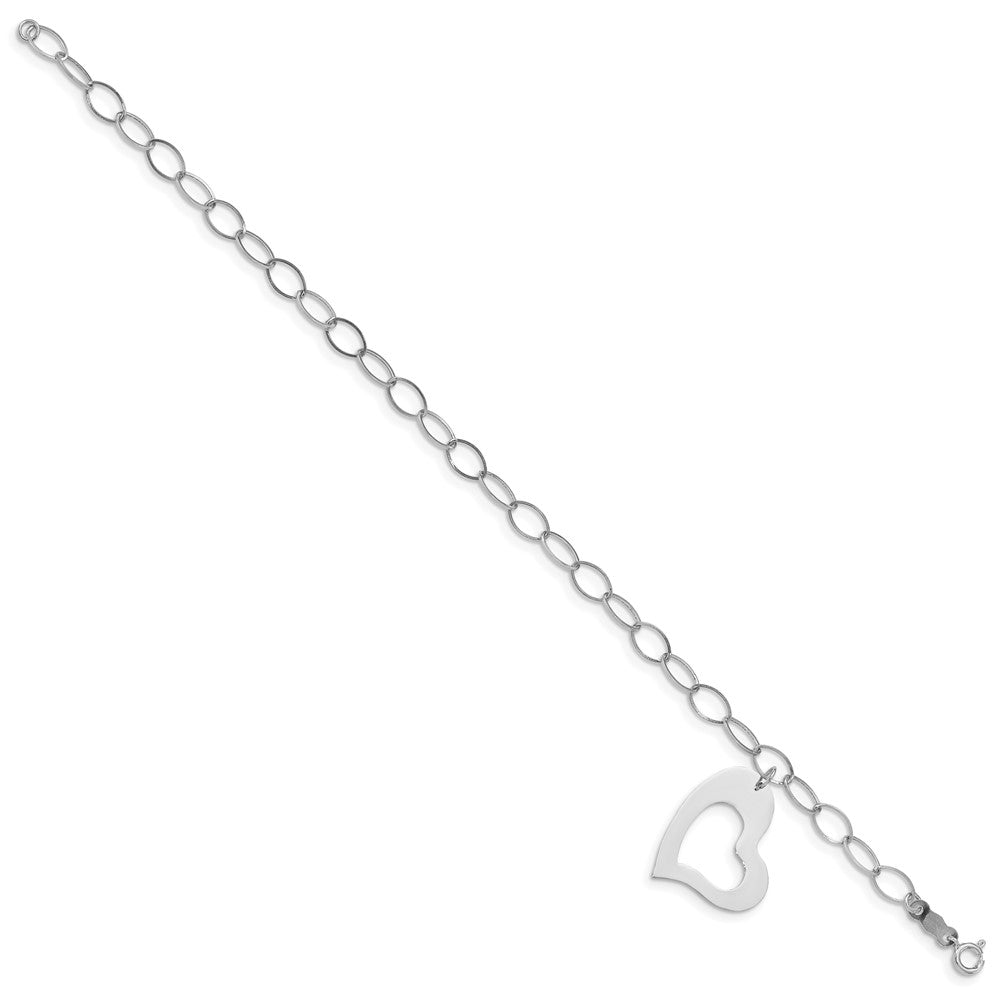 7.25 Zoll 14K Weißgold Poliert Hängend Herz Armband