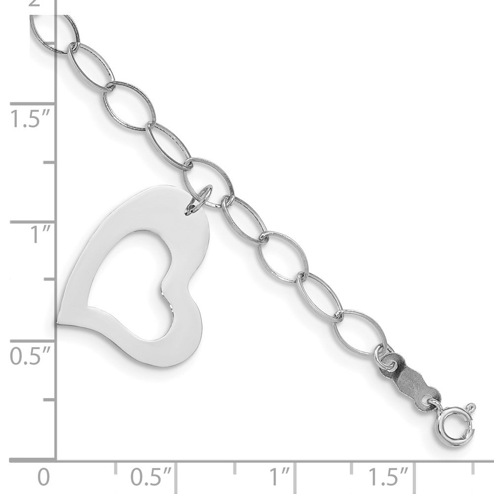 7.25 Zoll 14K Weißgold Poliert Hängend Herz Armband