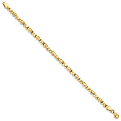 7 Zoll 14K Poliert Diamantiert Herz 7 Zoll Armband