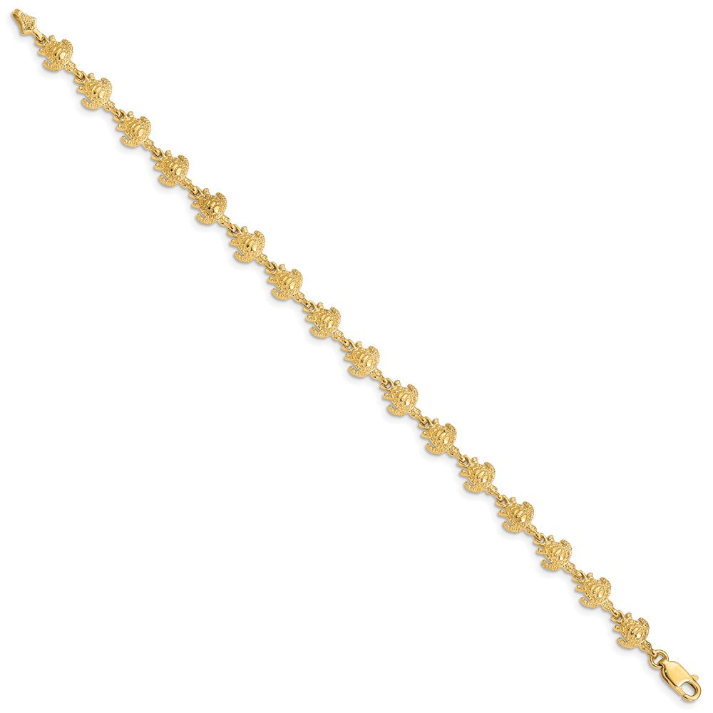 7 Zoll 14K Gold Poliert und Strukturiert Schildkröte Armband