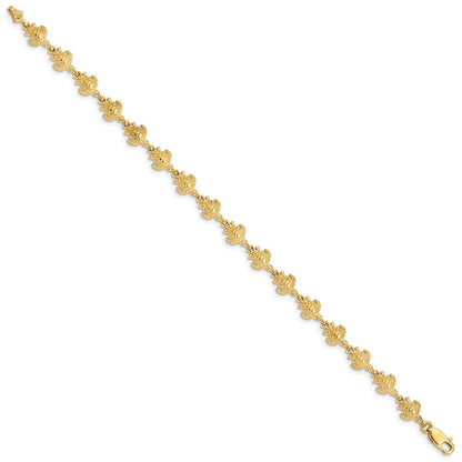 7 Zoll 14K Gold Poliert und Strukturiert Schildkröte Armband