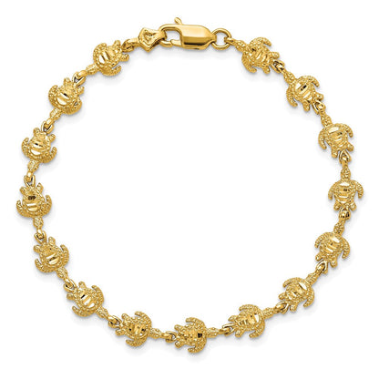 7 Zoll 14K Gold Poliert und Strukturiert Schildkröte Armband