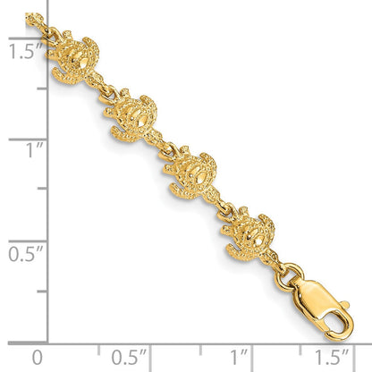 7 Zoll 14K Gold Poliert und Strukturiert Schildkröte Armband