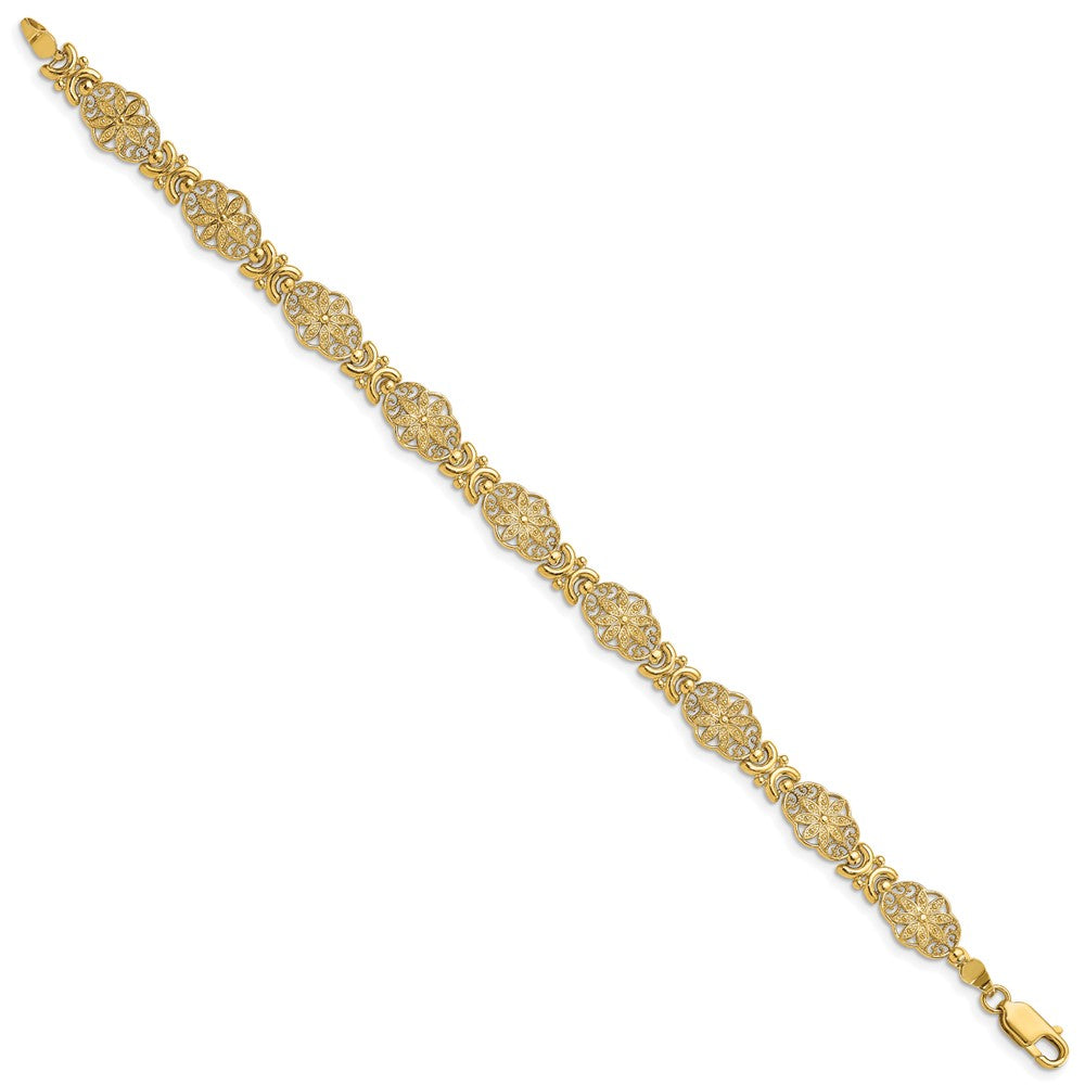 7.5 Zoll 14K Fantasie Blumen Glieder Armband