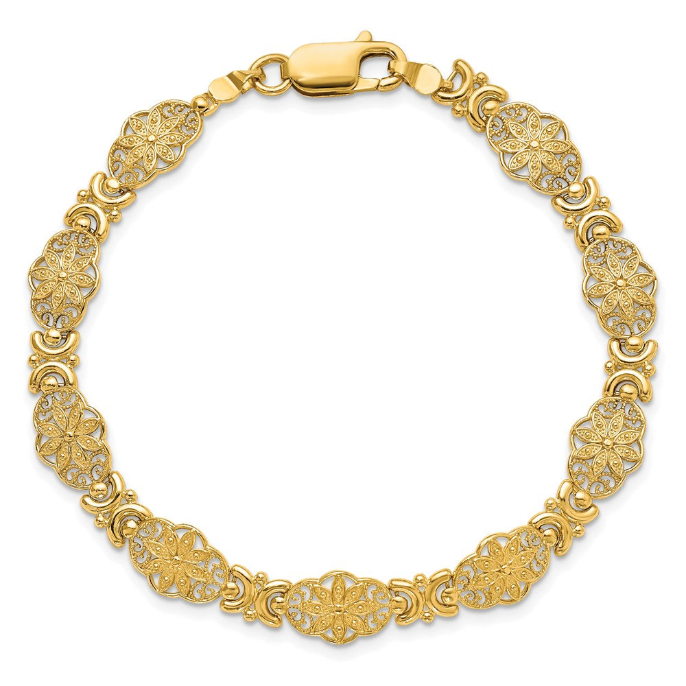 7.5 Zoll 14K Fantasie Blumen Glieder Armband