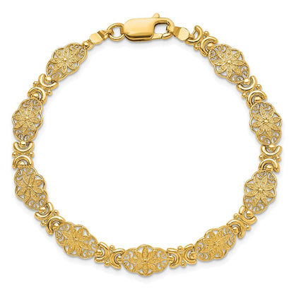 7.5 Zoll 14K Fantasie Blumen Glieder Armband