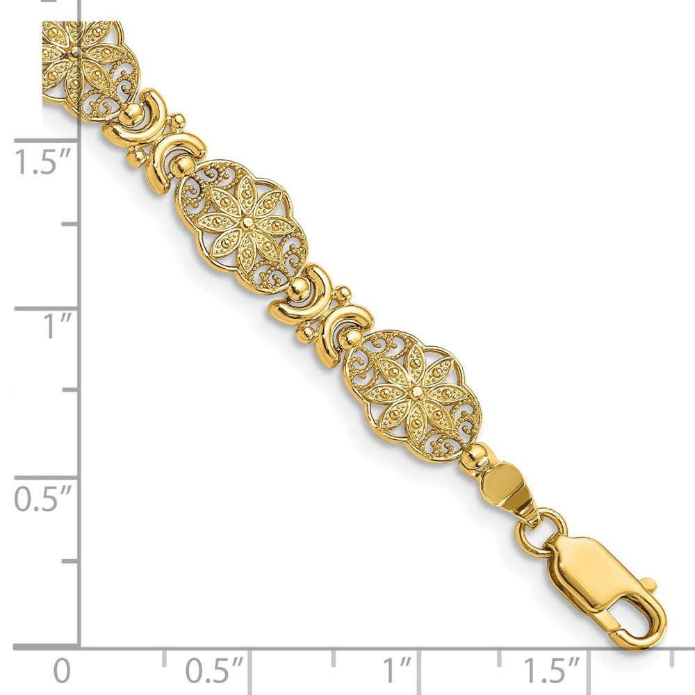 7.5 Zoll 14K Fantasie Blumen Glieder Armband