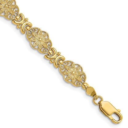 7.5 Zoll 14K Fantasie Blumen Glieder Armband