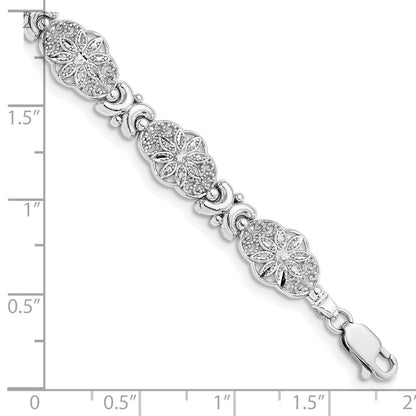 7.5 Zoll 14K Weißgold Fantasie Blumen Glieder Armband