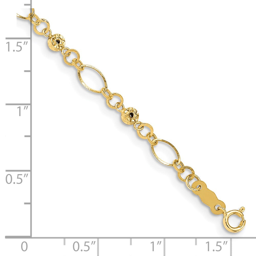 7.5 Zoll 14K Poliert Diamantiert Ovals & Donut Perlen Armband