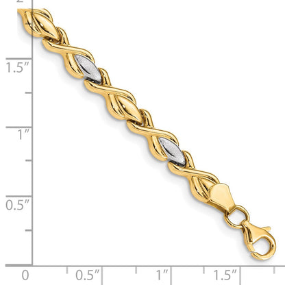 7.25 Zoll 14K Poliert mit Satiniert Rhodium Glieder Armband