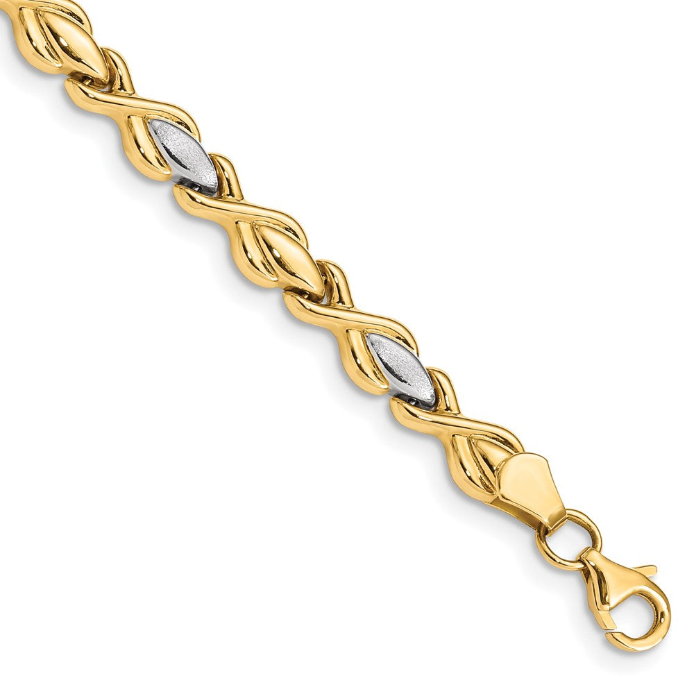 7.25 Zoll 14K Poliert mit Satiniert Rhodium Glieder Armband