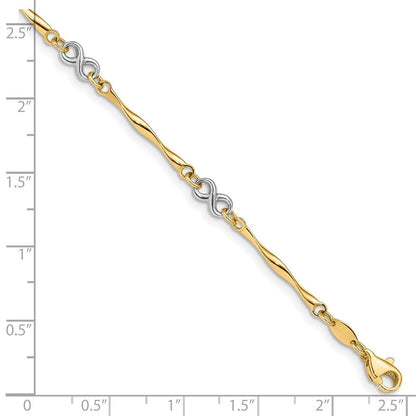 7.5 Zoll 14K Bicolor Poliert Unendlichkeit Armband