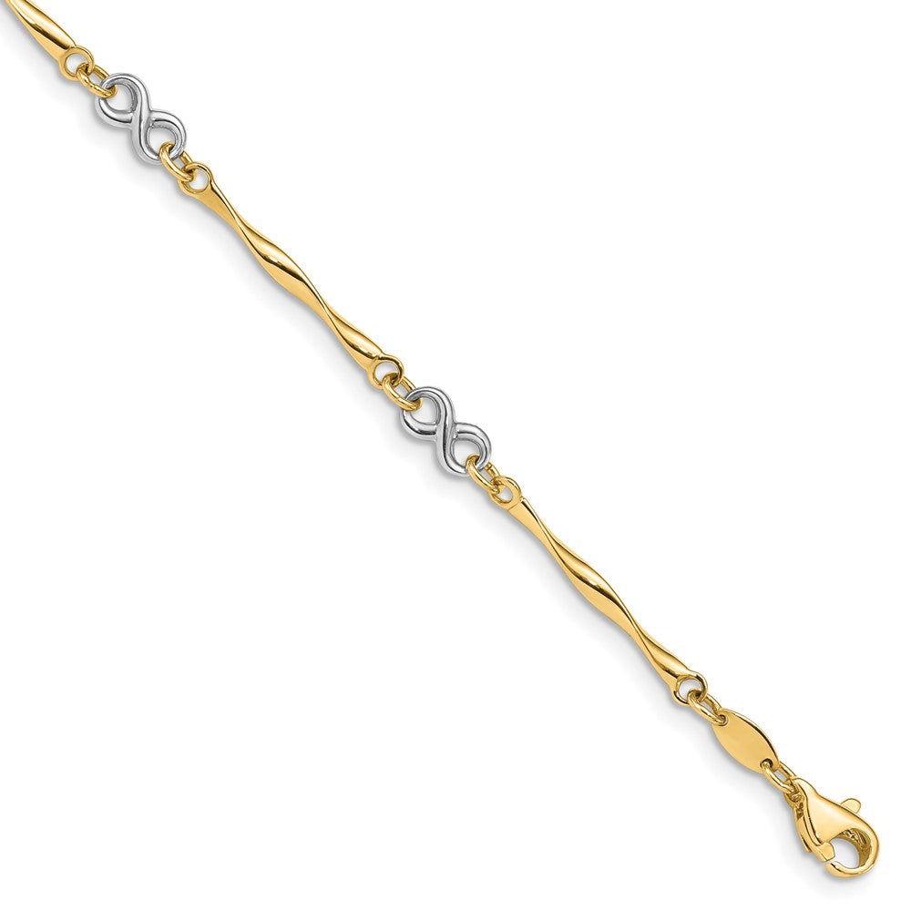 7.5 Zoll 14K Bicolor Poliert Unendlichkeit Armband