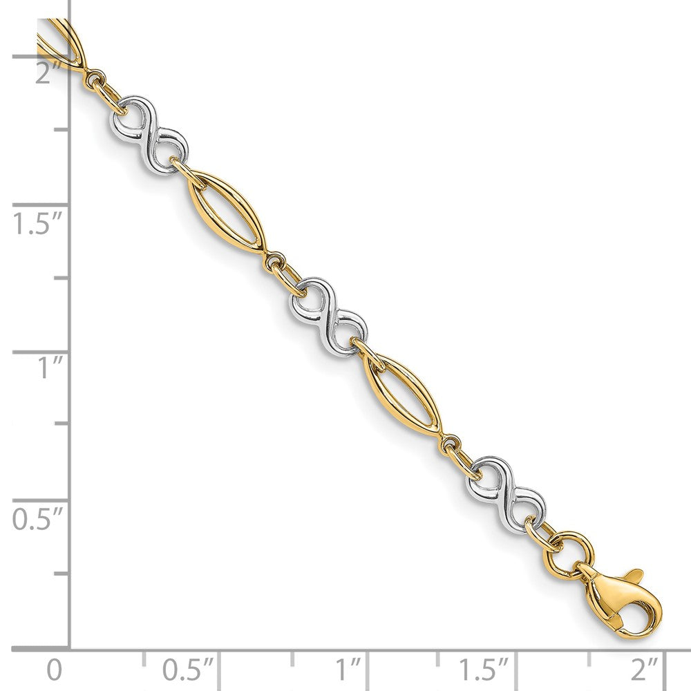 7.5 Zoll 14K Bicolor Poliert Unendlichkeit Armband