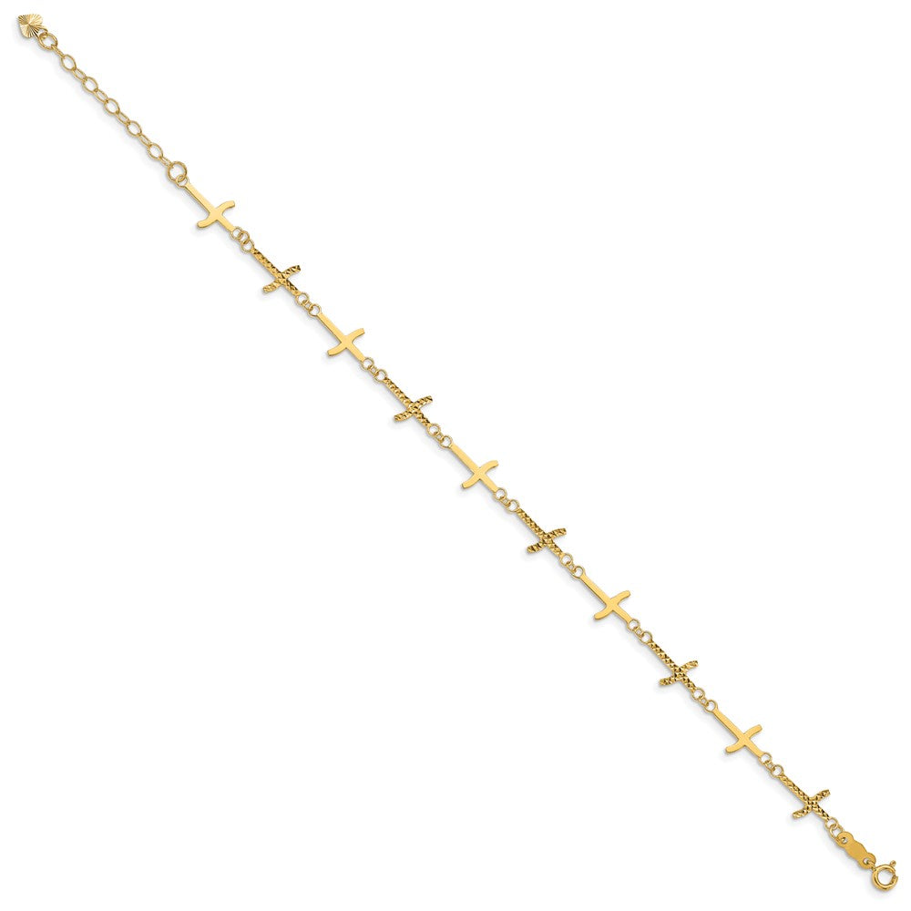 7 Zoll 14K Poliert Diamantiert Crosses mit 1 Zoll. Verlängerung. Armband
