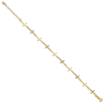 7 Zoll 14K Poliert Diamantiert Crosses mit 1 Zoll. Verlängerung. Armband