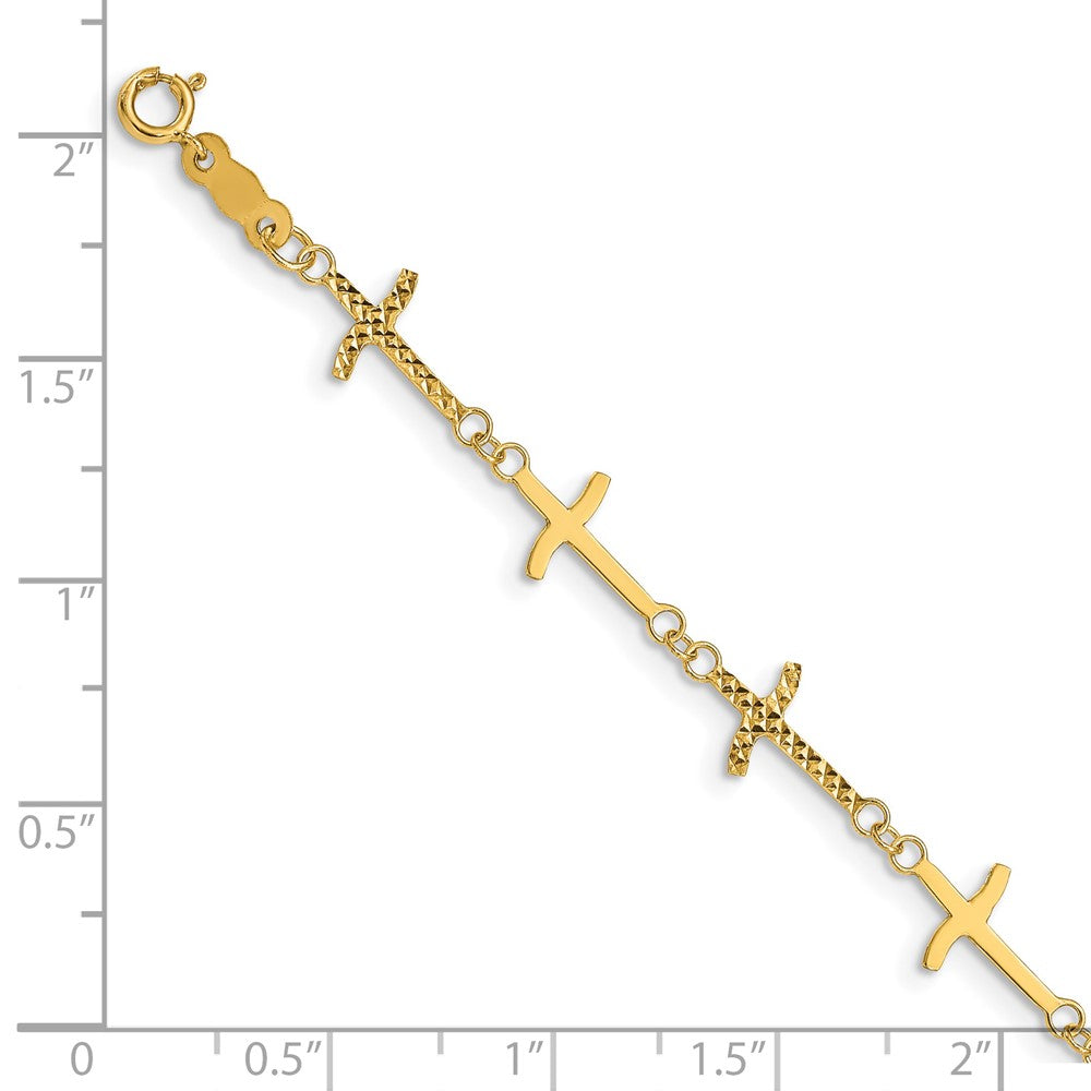 7 Zoll 14K Poliert Diamantiert Crosses mit 1 Zoll. Verlängerung. Armband