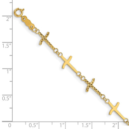 7 Zoll 14K Poliert Diamantiert Crosses mit 1 Zoll. Verlängerung. Armband