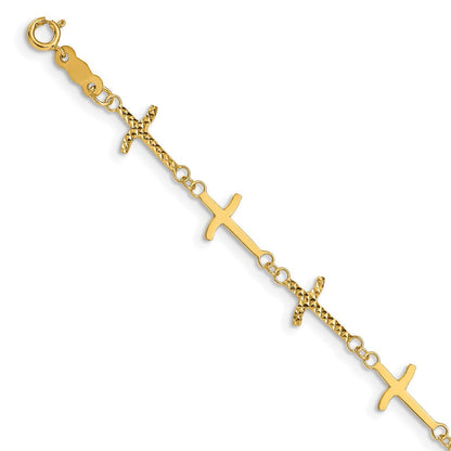 7 Zoll 14K Poliert Diamantiert Crosses mit 1 Zoll. Verlängerung. Armband