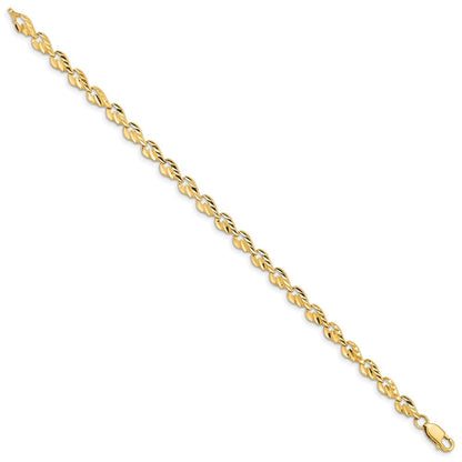 14K Gelbgold Poliert Diamantiert Blatt 7 Zoll Armband