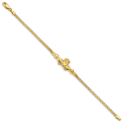 7 Zoll 14K Poliert Claddagh Armband