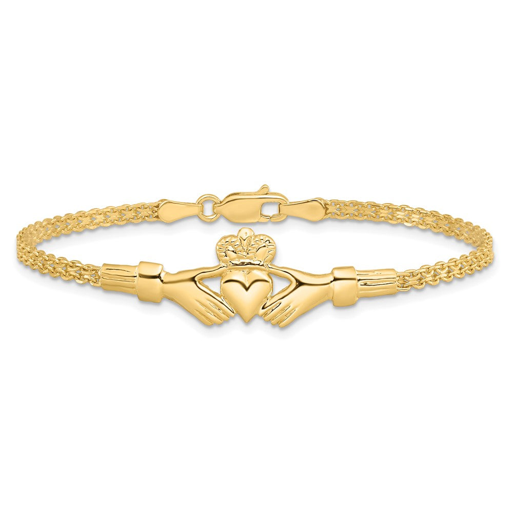 7 Zoll 14K Poliert Claddagh Armband