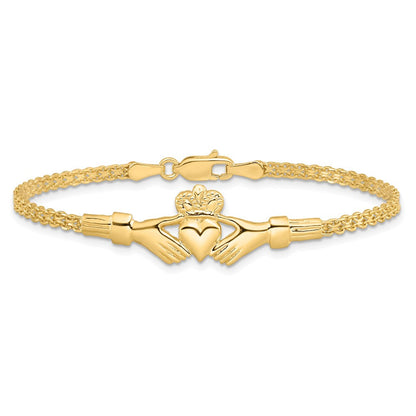 7 Zoll 14K Poliert Claddagh Armband
