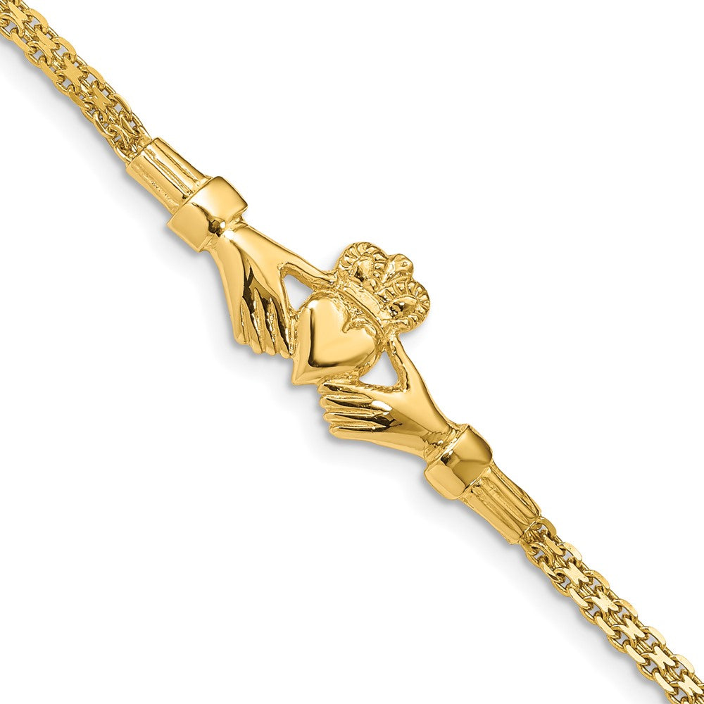 7 Zoll 14K Poliert Claddagh Armband