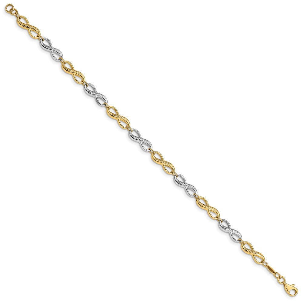 7.5 Zoll 14K Bicolor Unendlichkeit Symbol Armband