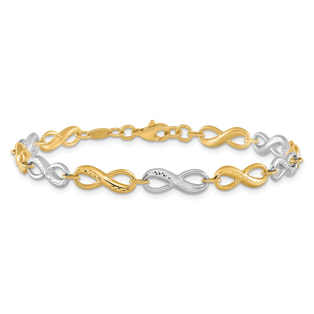 7.5 Zoll 14K Bicolor Unendlichkeit Symbol Armband