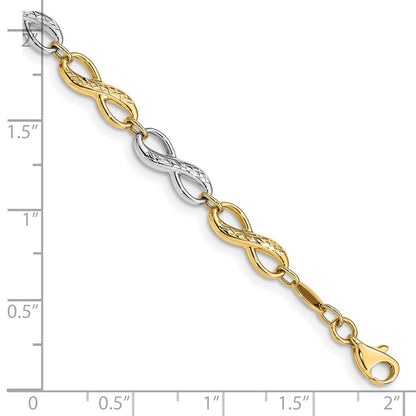 7.5 Zoll 14K Bicolor Unendlichkeit Symbol Armband