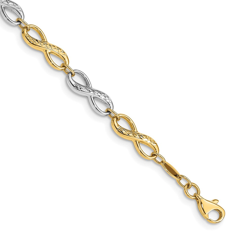 7.5 Zoll 14K Bicolor Unendlichkeit Symbol Armband