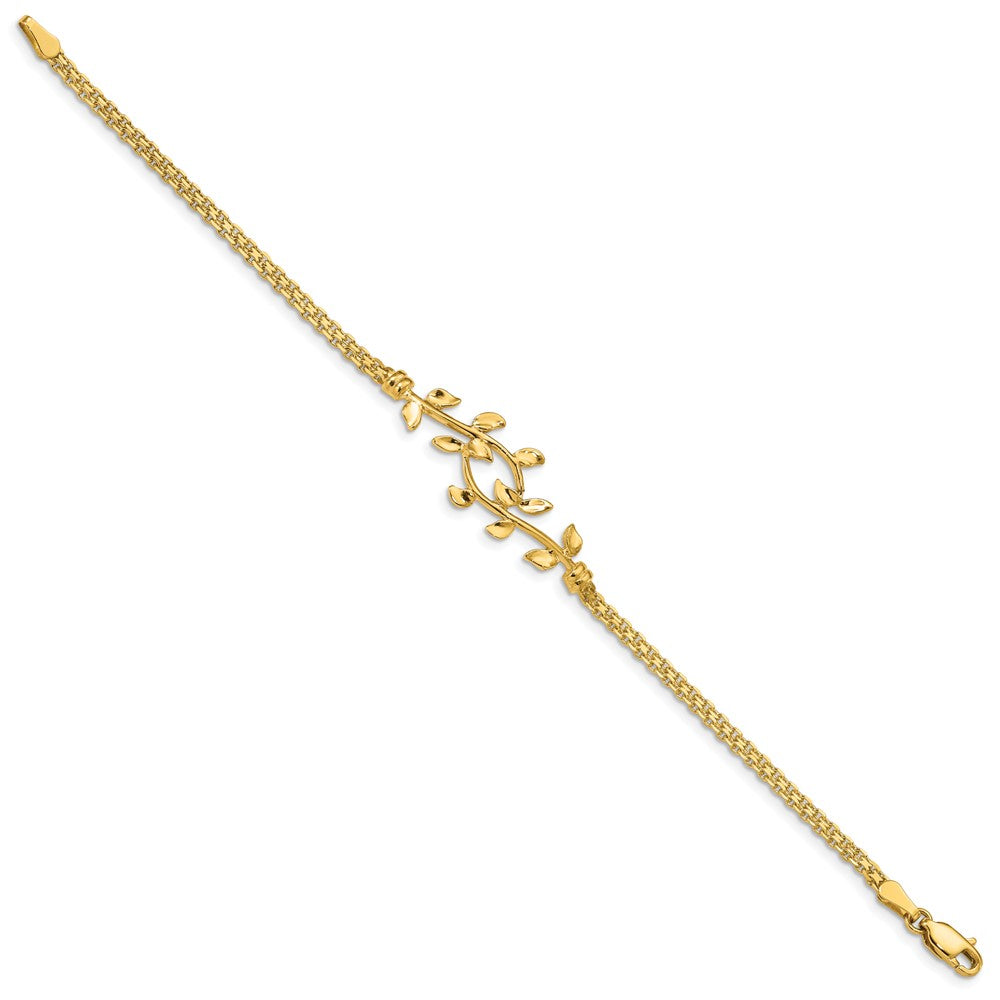 7 Zoll 14K Poliert Blatt Armband