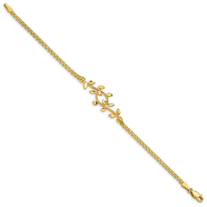 7 Zoll 14K Poliert Blatt Armband