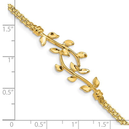 7 Zoll 14K Poliert Blatt Armband