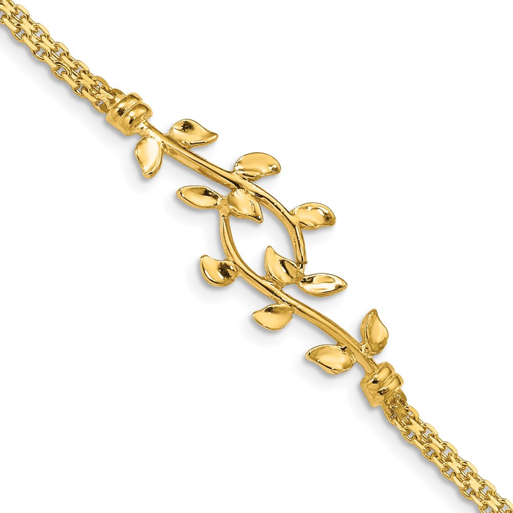 7 Zoll 14K Poliert Blatt Armband