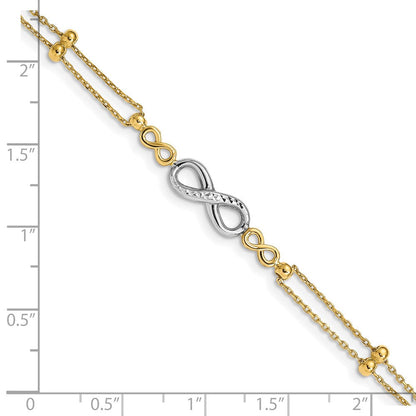 7.5 Zoll 14K Bicolor Poliert Diamantiert Multi-strand Unendlichkeit Armband